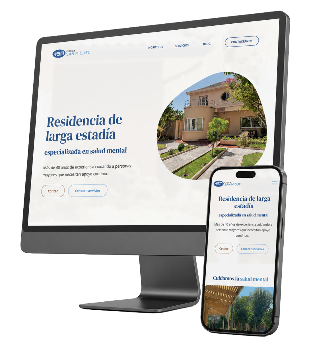 Vista del sitio en computador y teléfono móvil